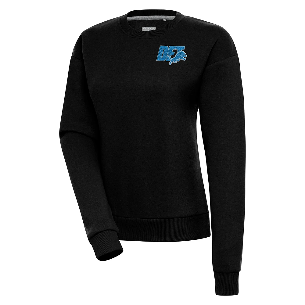 Women's Antigua Black Detroit Lions Victory Pullover Sweatshirt