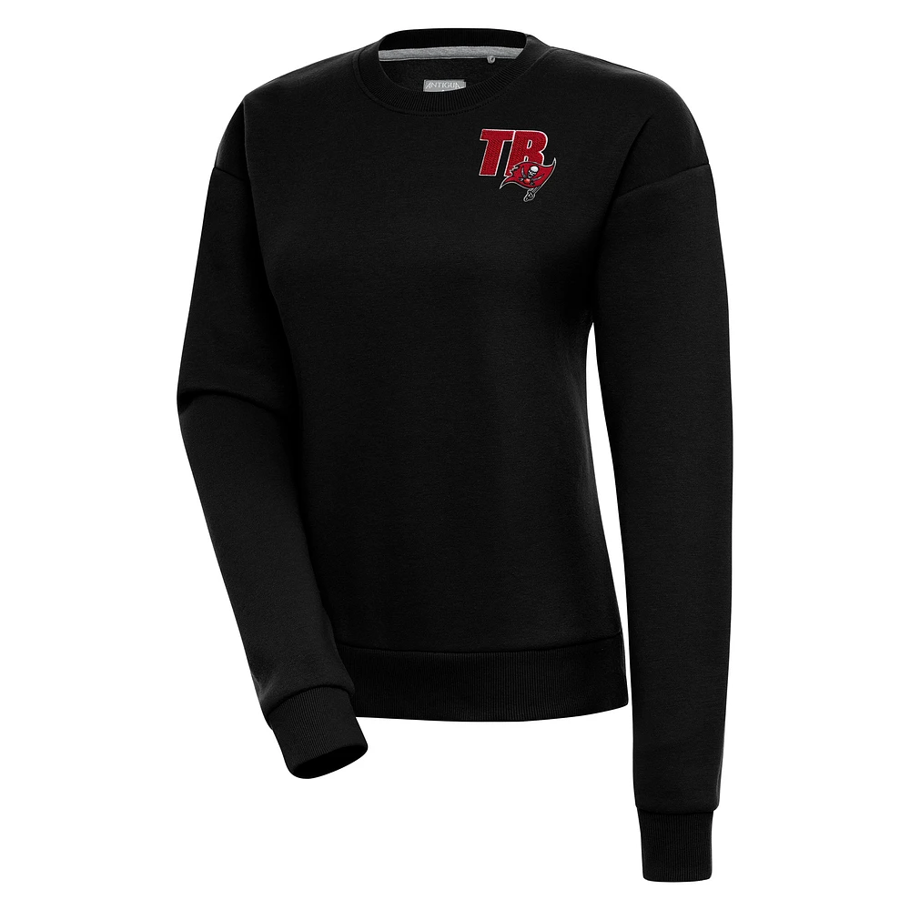 Women's Antigua Black Tampa Bay Buccaneers Victory Pullover Sweatshirt