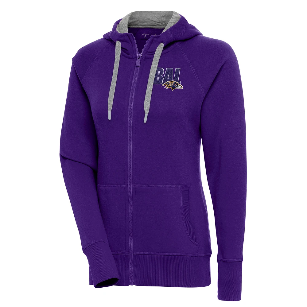 Women's Antigua Purple Baltimore Ravens Victory Full-Zip Hoodie