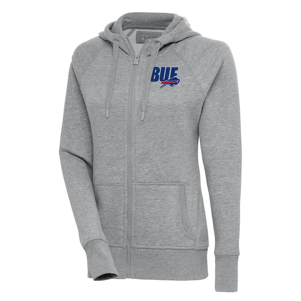 Women's Antigua Heather Gray Buffalo Bills Victory Full-Zip Hoodie