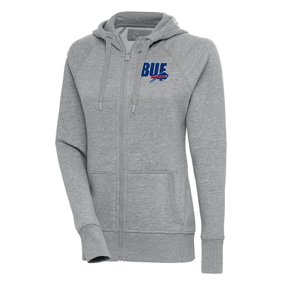 Women's Antigua  Heather Gray Buffalo Bills Victory Full-Zip Hoodie