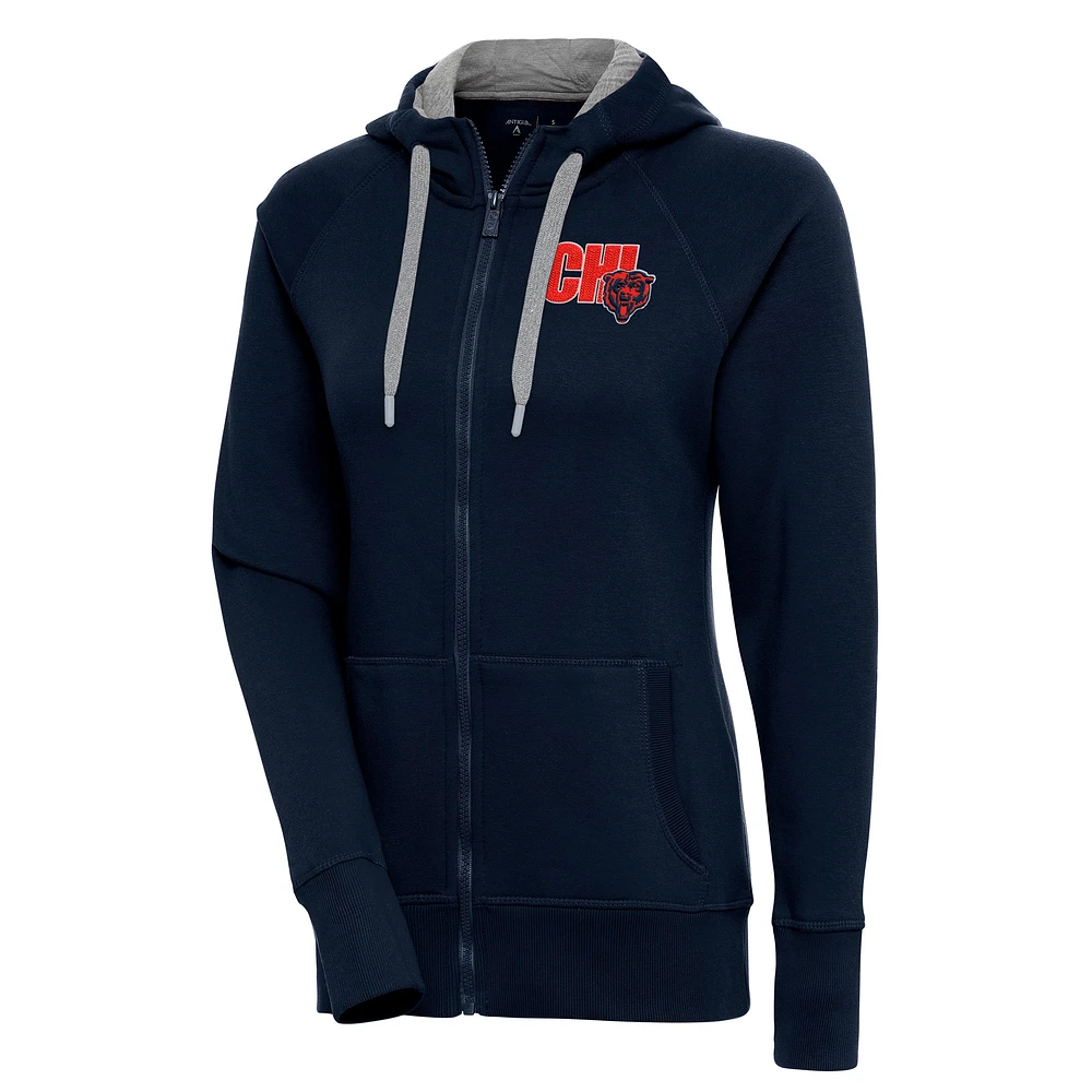 Women's Antigua Navy Chicago Bears Victory Full-Zip Hoodie