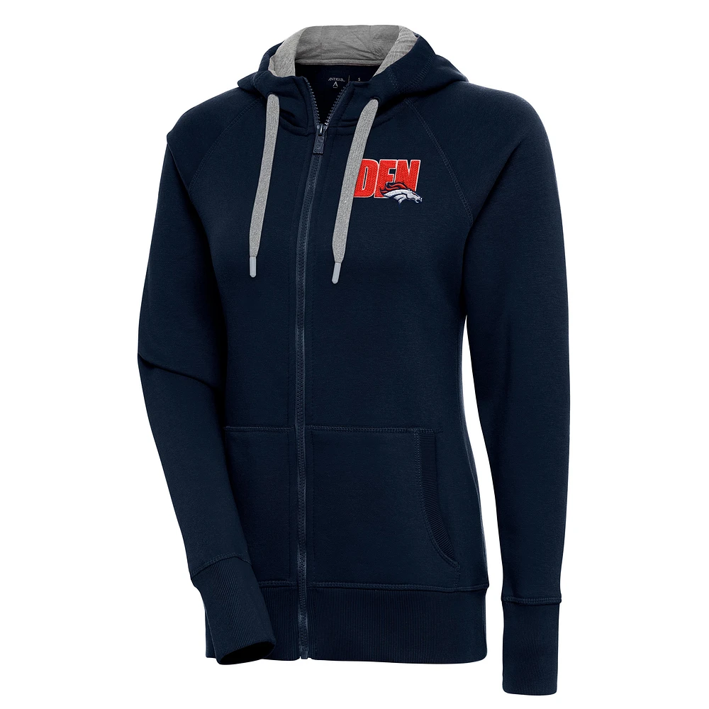 Women's Antigua Navy Denver Broncos Victory Full-Zip Hoodie