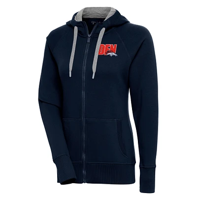 Women's Antigua Navy Denver Broncos Victory Full-Zip Hoodie