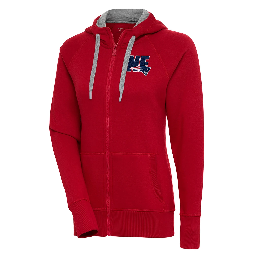 Women's Antigua Red New England Patriots Victory Full-Zip Hoodie
