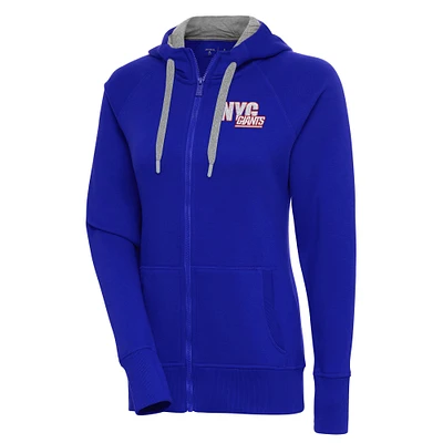 Women's Antigua Royal New York Giants Victory Full-Zip Hoodie
