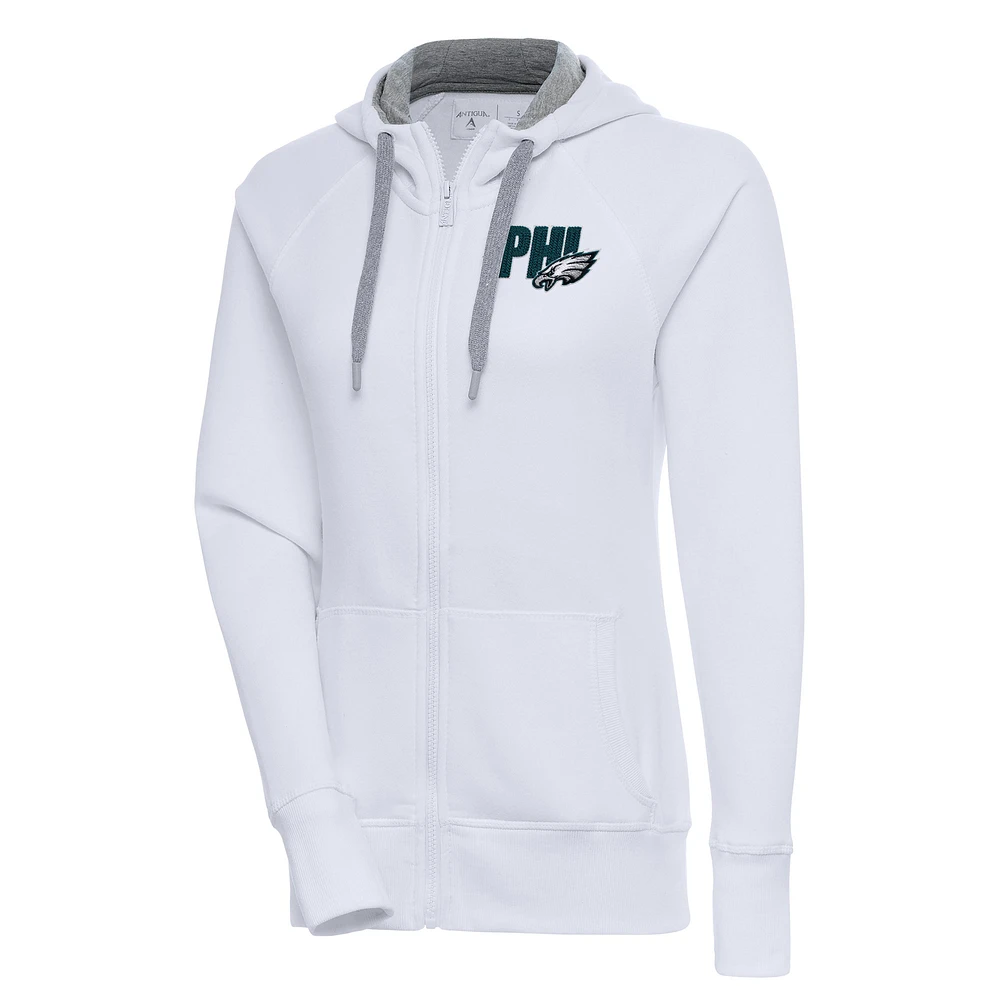 Women's Antigua Philadelphia Eagles Victory Full-Zip Hoodie