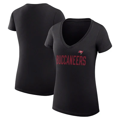 Women's G-III 4Her by Carl Banks Black Tampa Bay Buccaneers Super-Slim Fit Lightweight Dot Print V-Neck T-Shirt