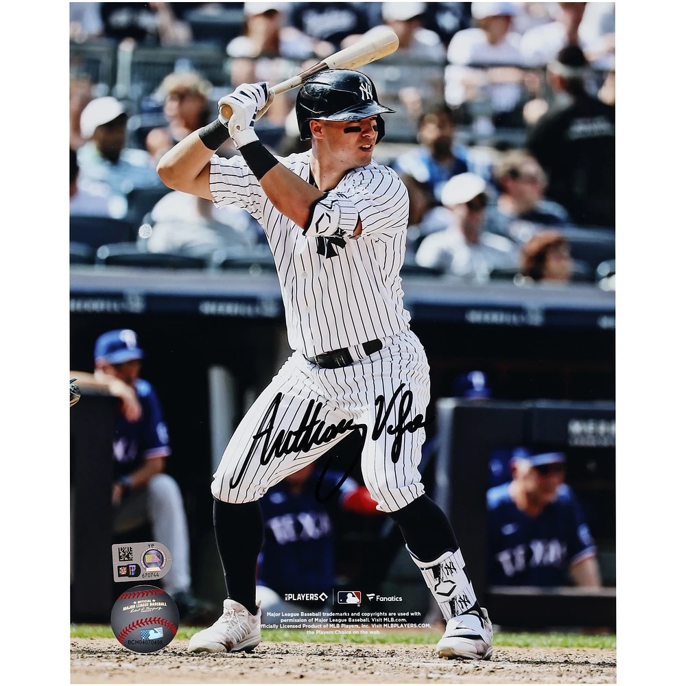 Anthony Volpe New York Yankees Autographed 8" x 10" Pinstripe Jersey Batting Stance Photograph