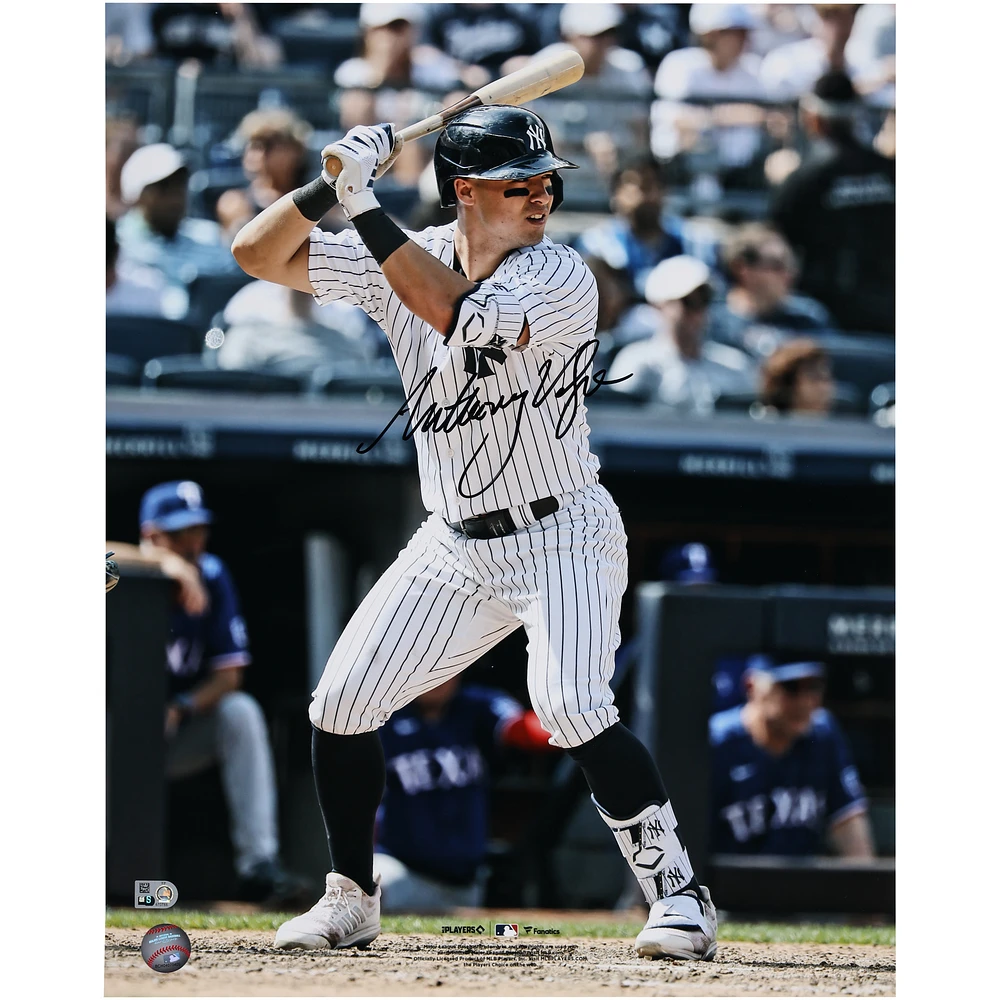 Anthony Volpe New York Yankees Autographed 16" x 20" Pinstripe Jersey Batting Stance Photograph