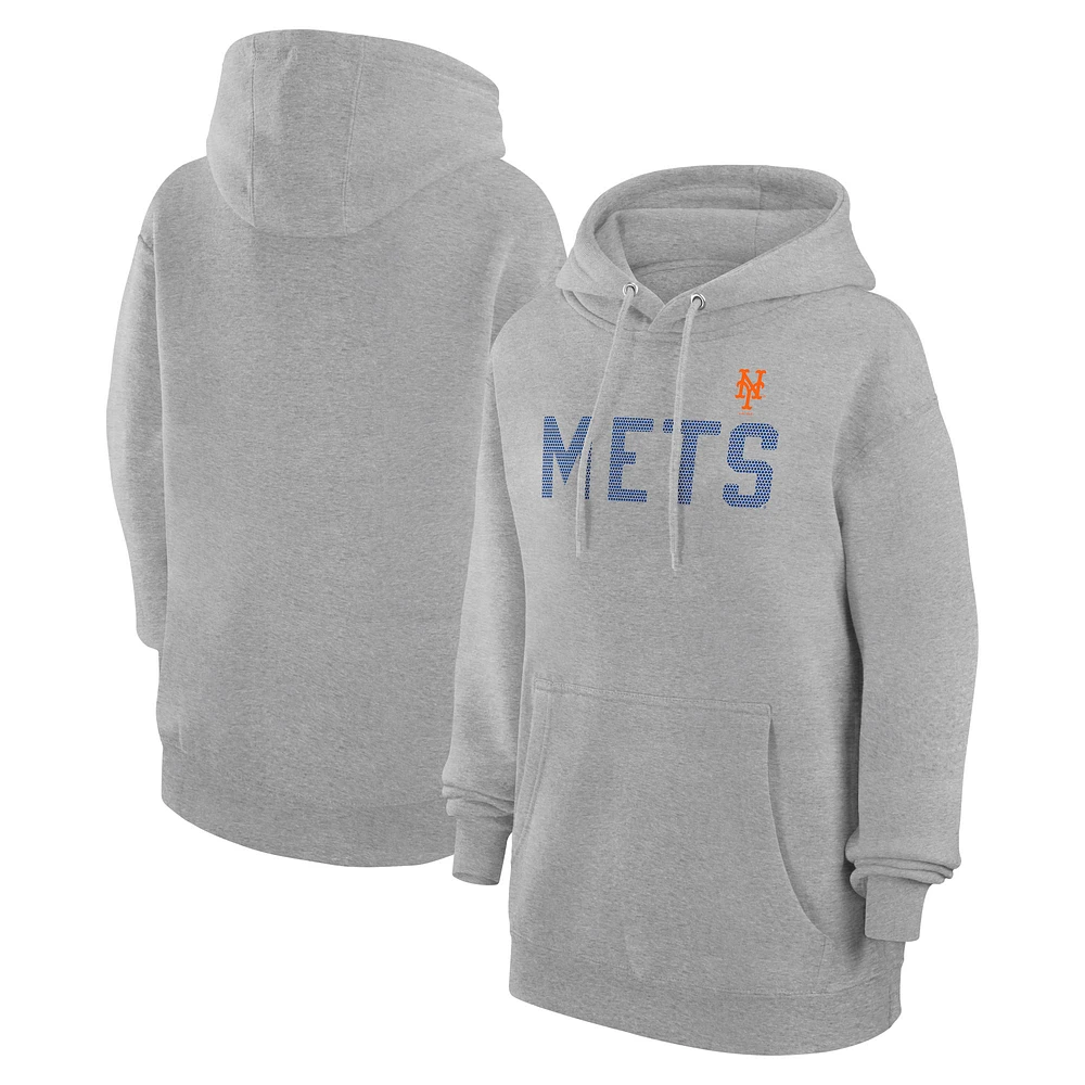 Women's G-III 4Her by Carl Banks Gray New York Mets Dot Print Pullover Hoodie