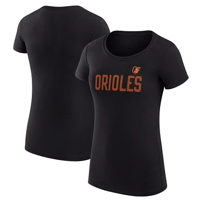 Women's G-III 4Her by Carl Banks Black Baltimore Orioles Super-Slim Fit Lightweight Dot Print T-Shirt