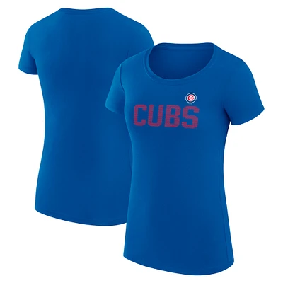 Women's G-III 4Her by Carl Banks  Royal Chicago Cubs Dot Print Fitted T-Shirt
