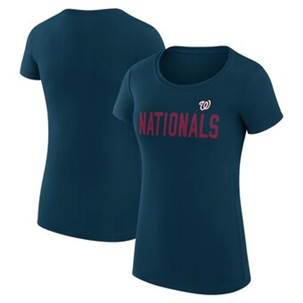 Women's G-III 4Her by Carl Banks Navy Washington Nationals Super-Slim Fit Lightweight Dot Print T-Shirt