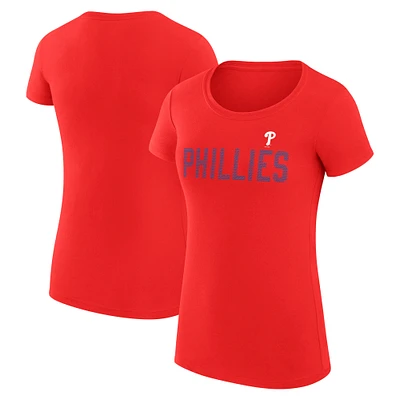 Women's G-III 4Her by Carl Banks Red Philadelphia Phillies Super-Slim Fit Lightweight Dot Print T-Shirt