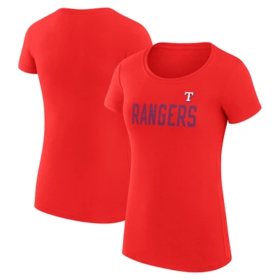 Women's G-III 4Her by Carl Banks Red Texas Rangers Super-Slim Fit Lightweight Dot Print T-Shirt