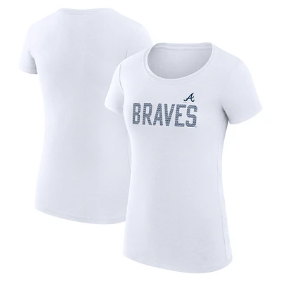 Women's G-III 4Her by Carl Banks White Atlanta Braves Super-Slim Fit Lightweight Dot Print T-Shirt