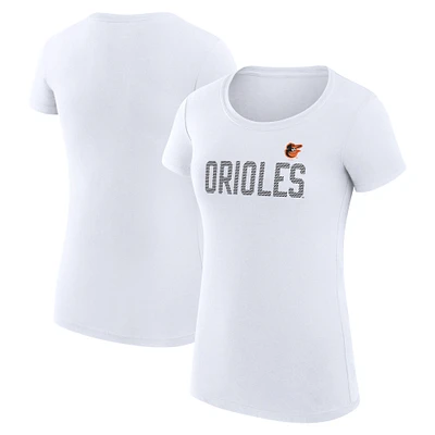 Women's G-III 4Her by Carl Banks White Baltimore Orioles Super-Slim Fit Lightweight Dot Print T-Shirt