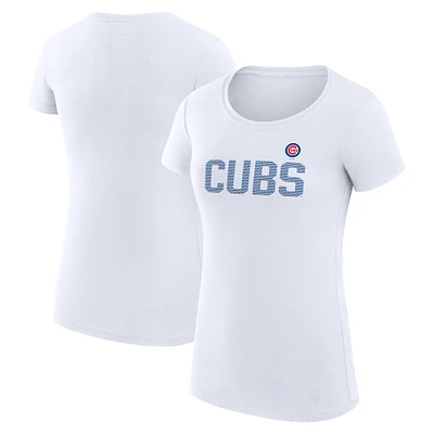 Women's G-III 4Her by Carl Banks White Chicago Cubs Super-Slim Fit Lightweight Dot Print T-Shirt