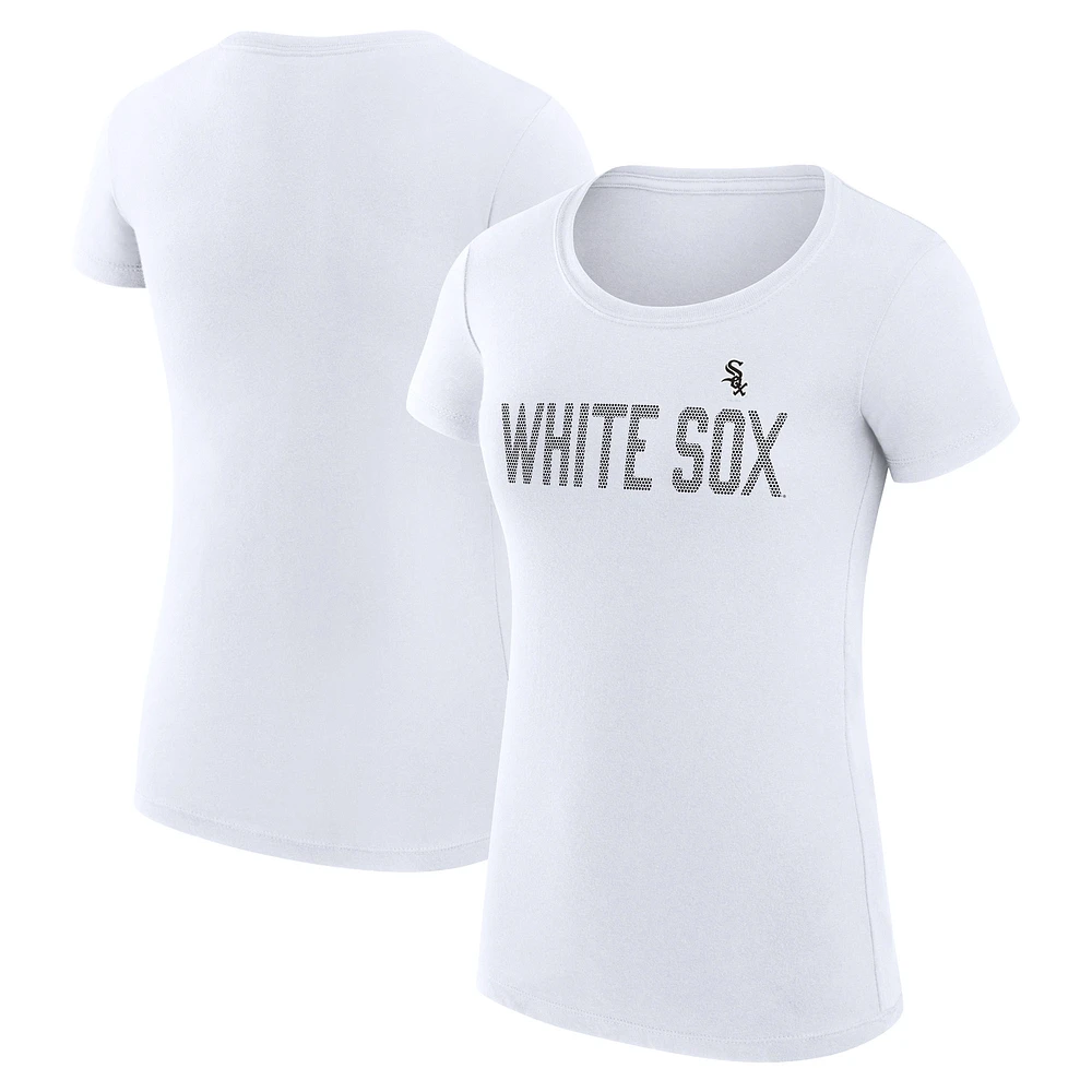 Women's G-III 4Her by Carl Banks White Chicago White Sox Super-Slim Fit Lightweight Dot Print T-Shirt