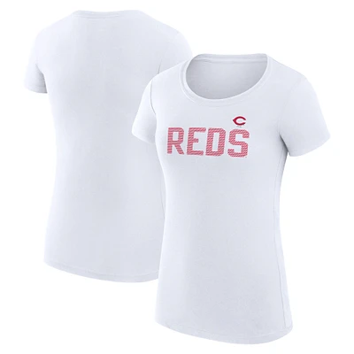 Women's G-III 4Her by Carl Banks White Cincinnati Reds Super-Slim Fit Lightweight Dot Print T-Shirt