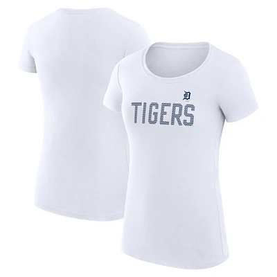 Women's G-III 4Her by Carl Banks White Detroit Tigers Super-Slim Fit Lightweight Dot Print T-Shirt