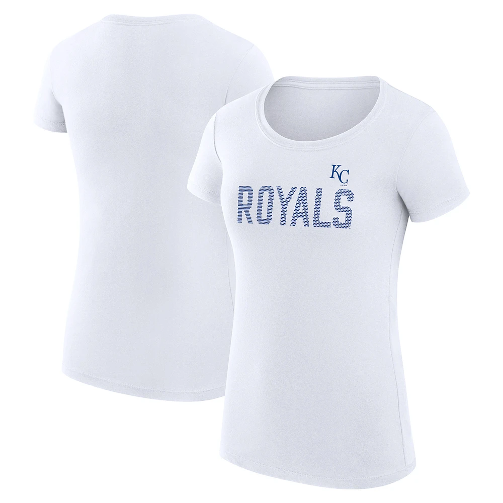 Women's G-III 4Her by Carl Banks White Kansas City Royals Super-Slim Fit Lightweight Dot Print T-Shirt