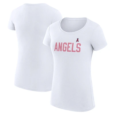 Women's G-III 4Her by Carl Banks White Los Angeles Angels Super-Slim Fit Lightweight Dot Print T-Shirt