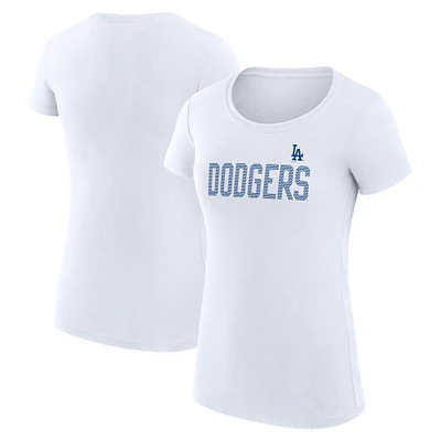 Women's G-III 4Her by Carl Banks White Los Angeles Dodgers Super-Slim Fit Lightweight Dot Print T-Shirt