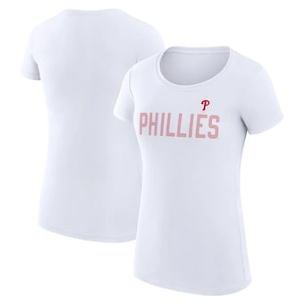Women's G-III 4Her by Carl Banks White Philadelphia Phillies Super-Slim Fit Lightweight Dot Print T-Shirt