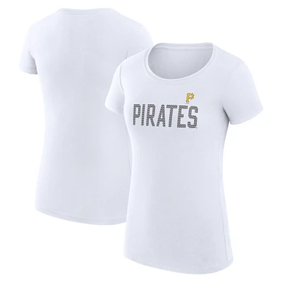 Women's G-III 4Her by Carl Banks White Pittsburgh Pirates Super-Slim Fit Lightweight Dot Print T-Shirt