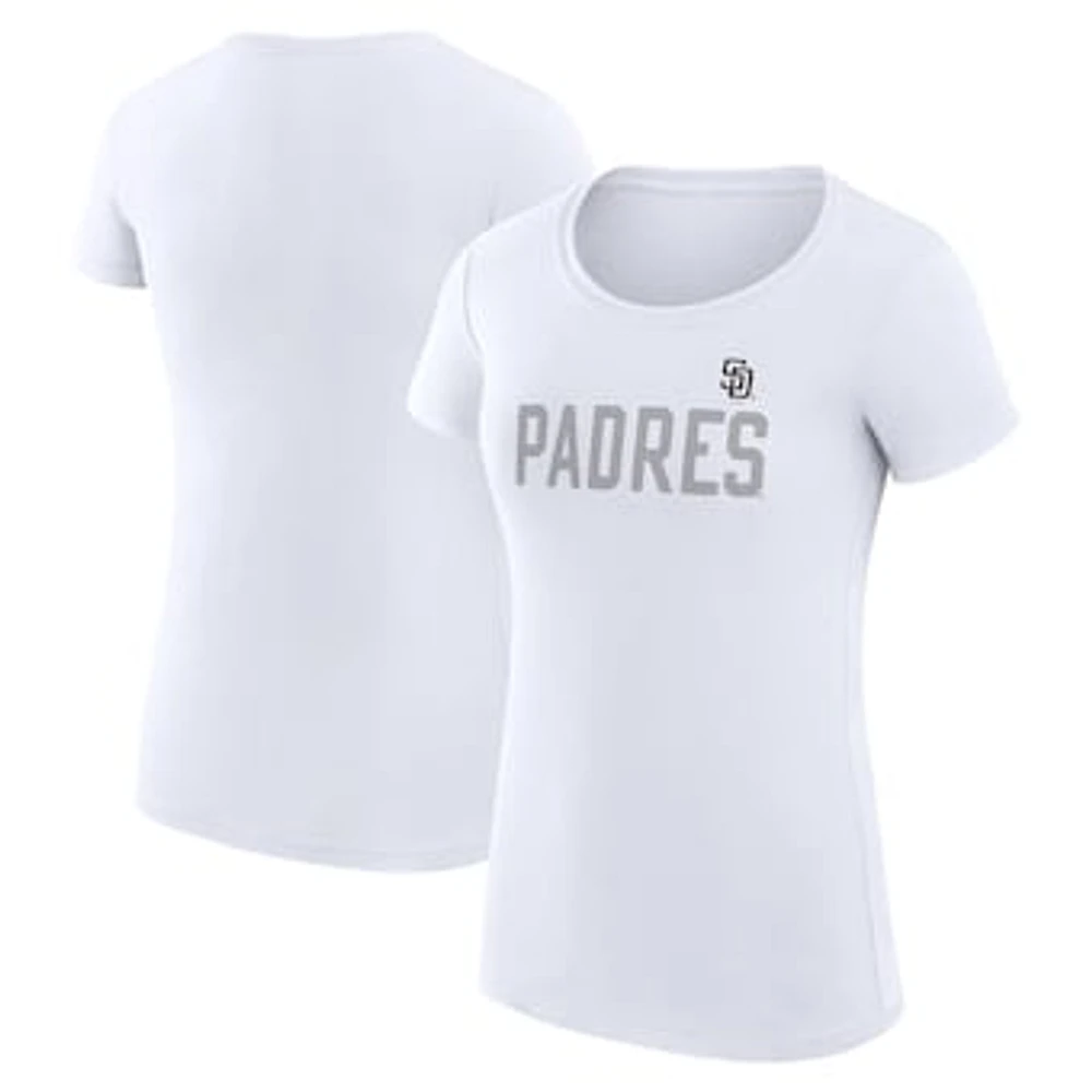 Women's G-III 4Her by Carl Banks White San Diego Padres Super-Slim Fit Lightweight Dot Print T-Shirt