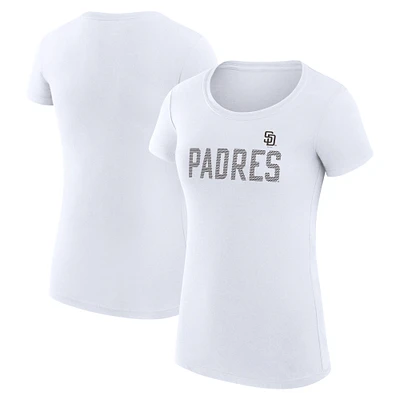 Women's G-III 4Her by Carl Banks White San Diego Padres Super-Slim Fit Lightweight Dot Print T-Shirt