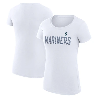 Women's G-III 4Her by Carl Banks White Seattle Mariners Super-Slim Fit Lightweight Dot Print T-Shirt
