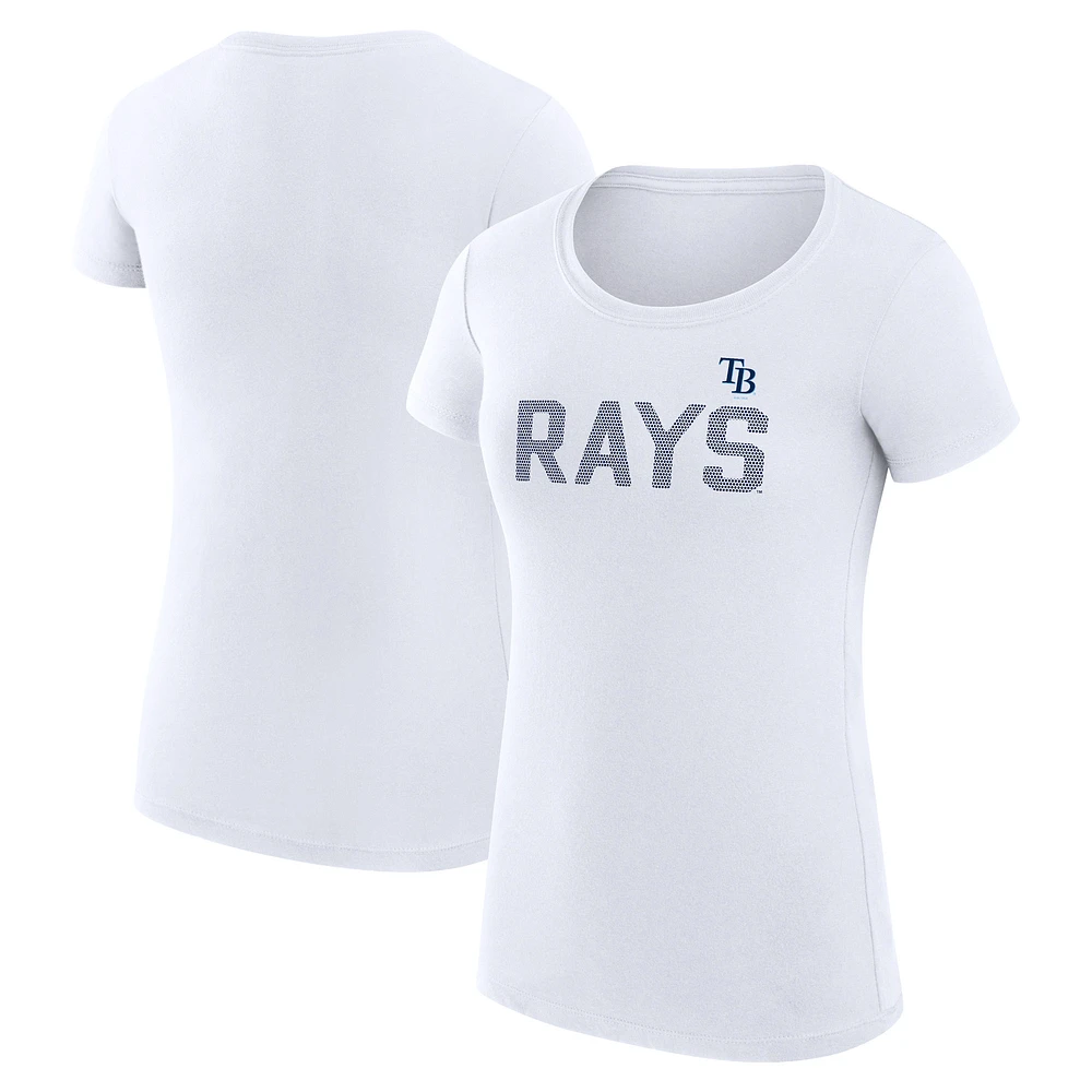 Women's G-III 4Her by Carl Banks White Tampa Bay Rays Super-Slim Fit Lightweight Dot Print T-Shirt