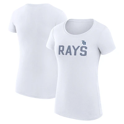 Women's G-III 4Her by Carl Banks White Tampa Bay Rays Super-Slim Fit Lightweight Dot Print T-Shirt