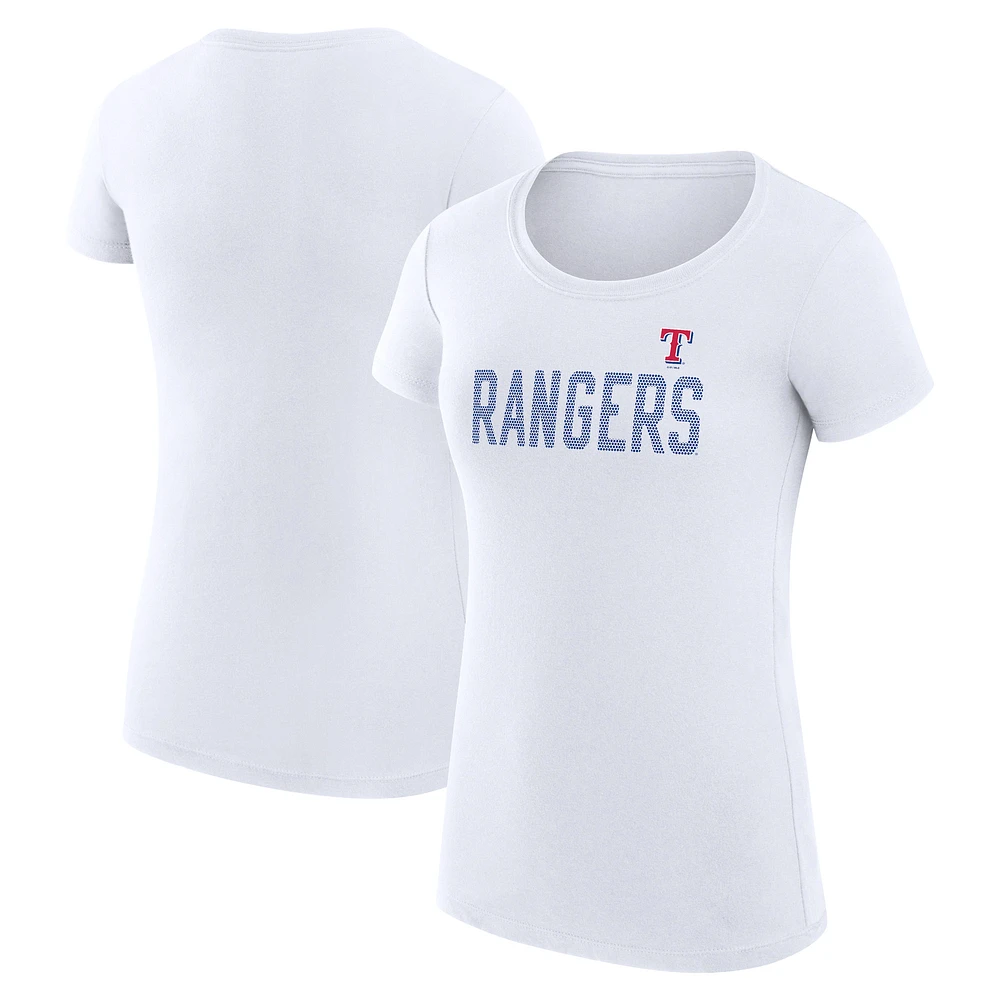 Women's G-III 4Her by Carl Banks White Texas Rangers Super-Slim Fit Lightweight Dot Print T-Shirt