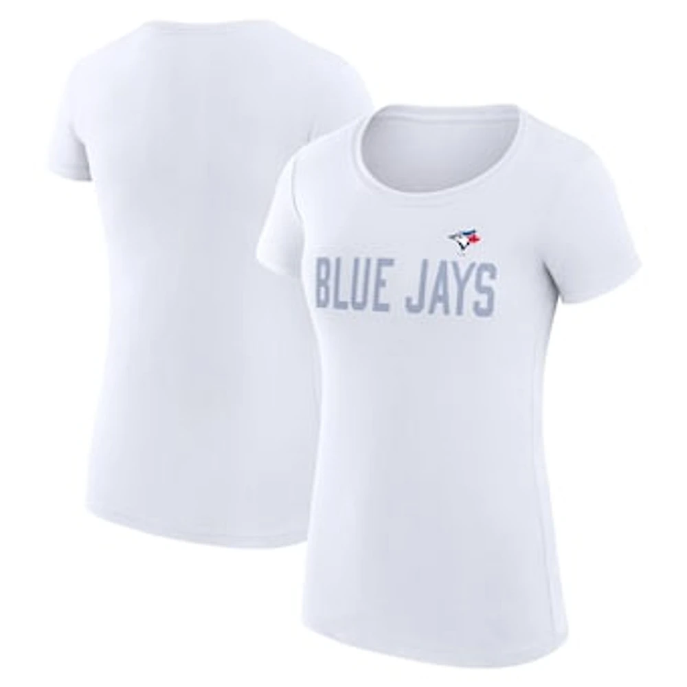 Women's G-III 4Her by Carl Banks White Toronto Blue Jays Super-Slim Fit Lightweight Dot Print T-Shirt
