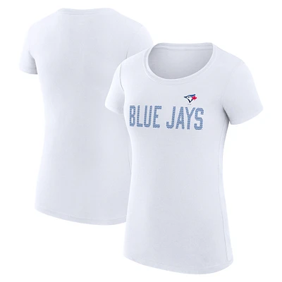 Women's G-III 4Her by Carl Banks White Toronto Blue Jays Super-Slim Fit Lightweight Dot Print T-Shirt