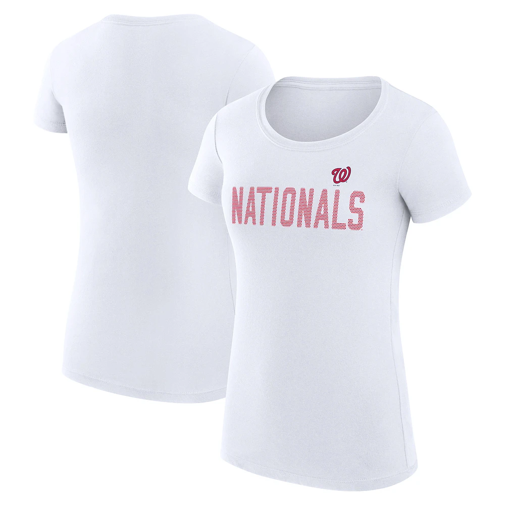 Women's G-III 4Her by Carl Banks White Washington Nationals Super-Slim Fit Lightweight Dot Print T-Shirt