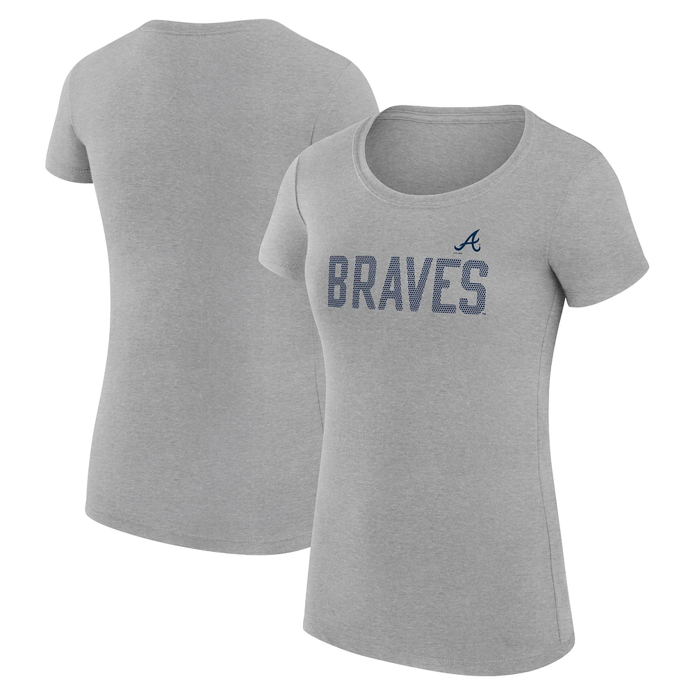 Women's G-III 4Her by Carl Banks Gray Atlanta Braves Super-Slim Fit Lightweight Dot Print T-Shirt