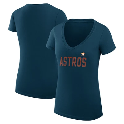 Women's G-III 4Her by Carl Banks Navy Houston Astros Super-Slim Fit Lightweight Dot Print V-Neck T-Shirt