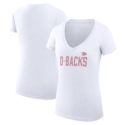 Women's G-III 4Her by Carl Banks White Arizona Diamondbacks Super-Slim Fit Lightweight Dot Print V-Neck T-Shirt