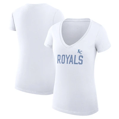 Women's G-III 4Her by Carl Banks White Kansas City Royals Super-Slim Fit Lightweight Dot Print V-Neck T-Shirt