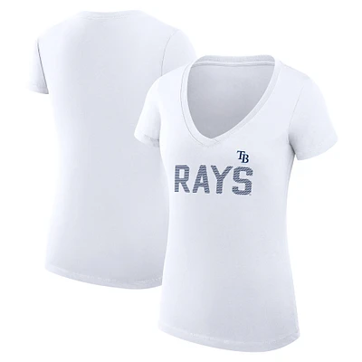 Women's G-III 4Her by Carl Banks White Tampa Bay Rays Super-Slim Fit Lightweight Dot Print V-Neck T-Shirt