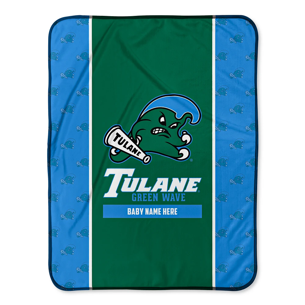 Chad & Jake Tulane Green Wave 30" x 40" Personalized Baby Blanket