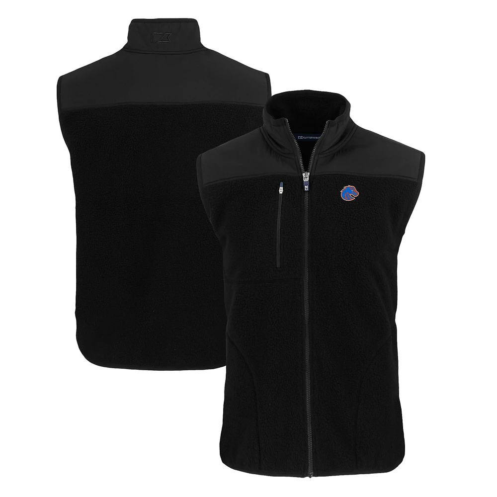 Men's Cutter & Buck Black Boise State Broncos Big Tall Cascade Eco Sherpa Fleece Full-Zip Vest