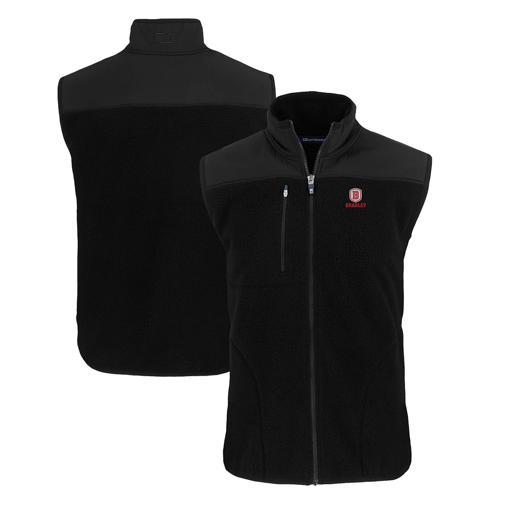 Men's Cutter & Buck Black Bradley Braves Big Tall Cascade Eco Sherpa Fleece Full-Zip Vest