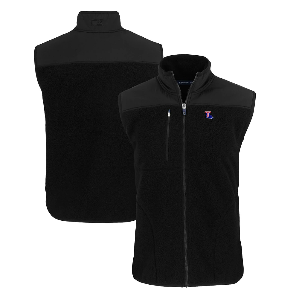 Men's Cutter & Buck Black Louisiana Tech Bulldogs Big Tall Cascade Eco Sherpa Fleece Full-Zip Vest