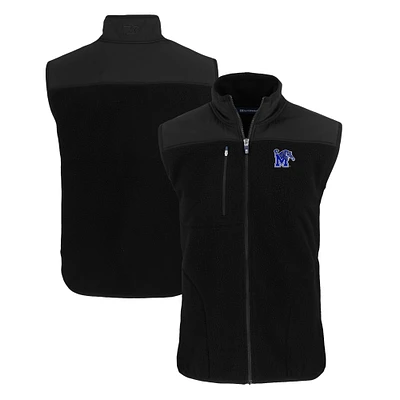 Men's Cutter & Buck Black Memphis Tigers Big Tall Cascade Eco Sherpa Fleece Full-Zip Vest